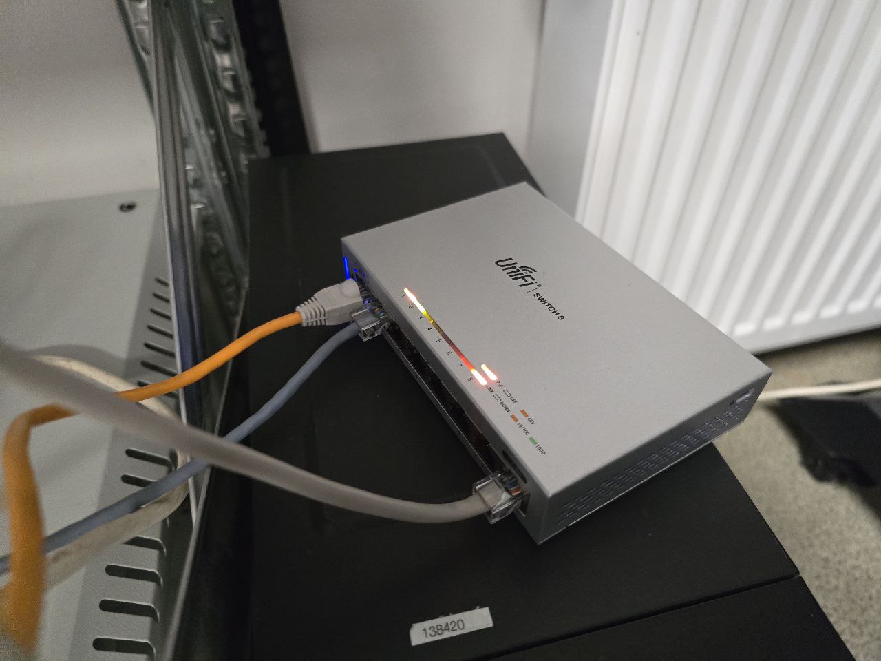 UniFi Switch 8 up and running with its PoE port switched on.