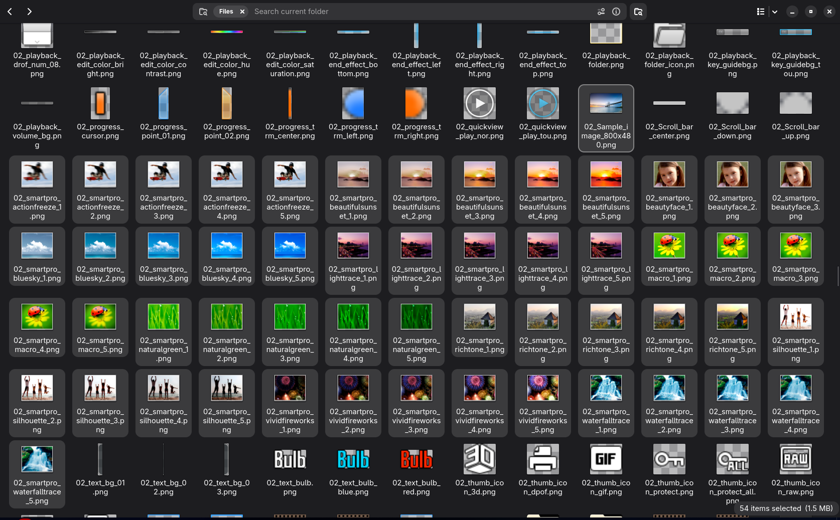 Some scene modes and a test image